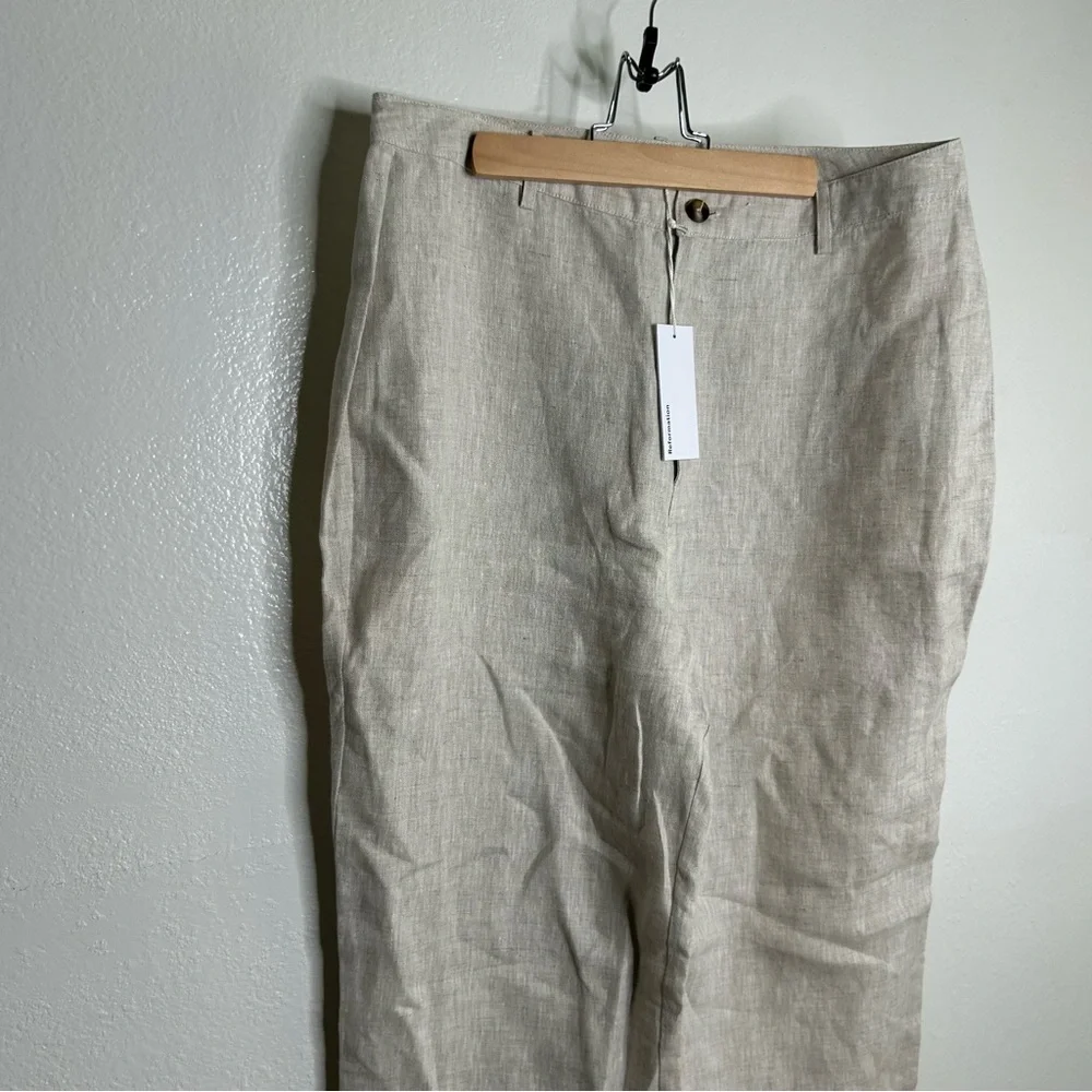 NWT NEW Reformation 100% Linen Freddie Straight Leg Trouser Pant in Oatmeal